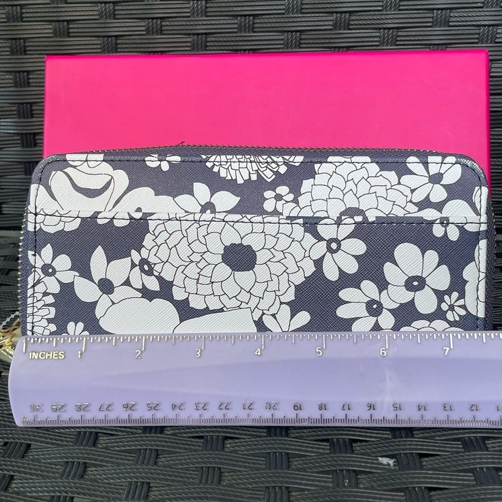Floral Wallet,Trina Turk Blue and White Floral Wallet - Picture 3 of 10